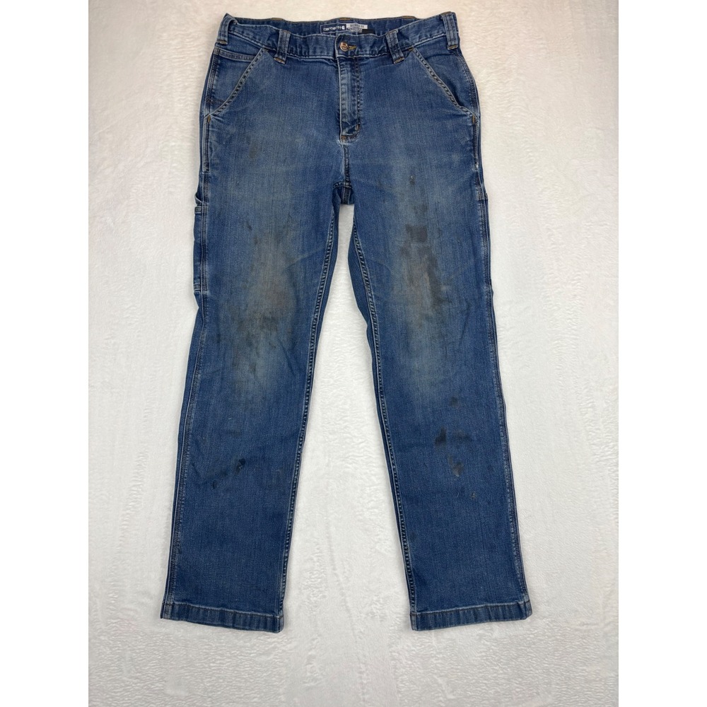 Carhartt Mens Rugged Y2k Relaxed Fit Carpenter Blue‎ BD2808-M 34x32 Distressed